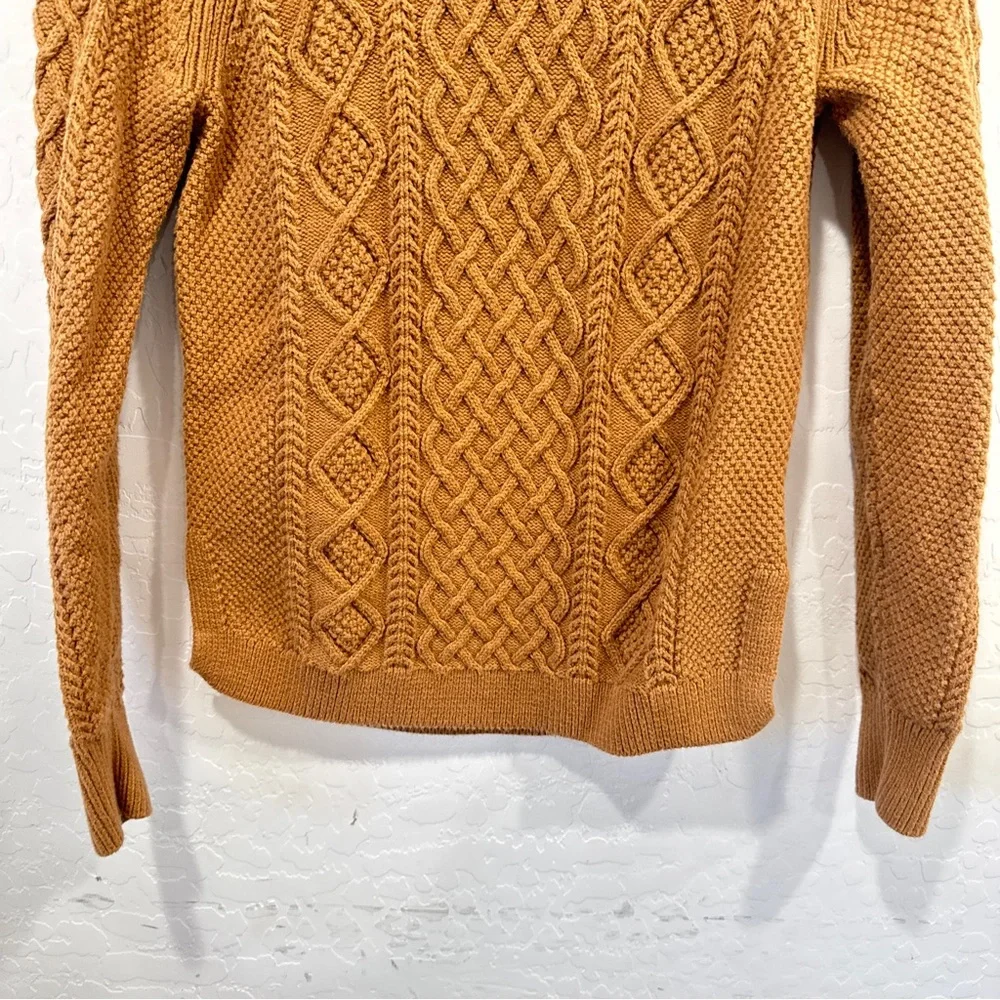 J. Crew Cable Knit Sweater Womens XXS Knot Tan Cotton Preppy Old Money